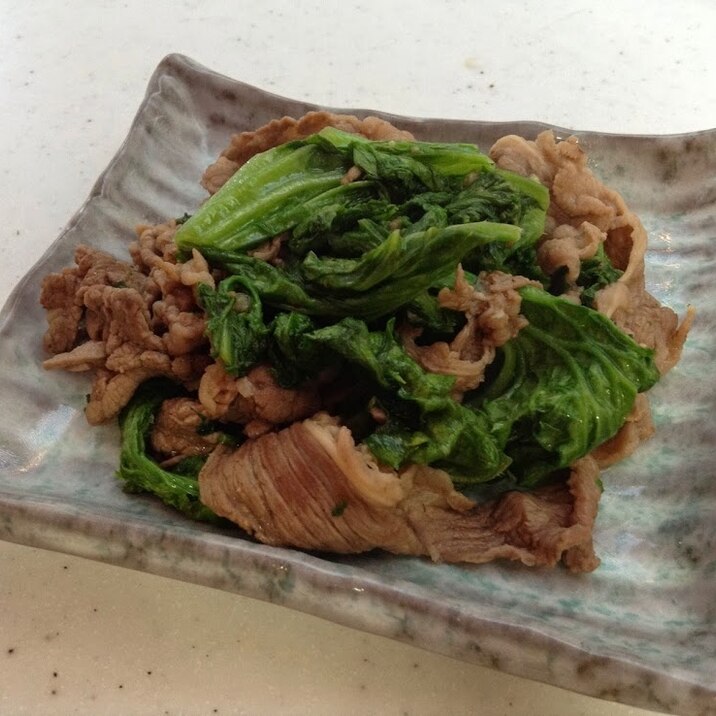 簡単!韓国風☆わさび菜と牛肉炒め☆